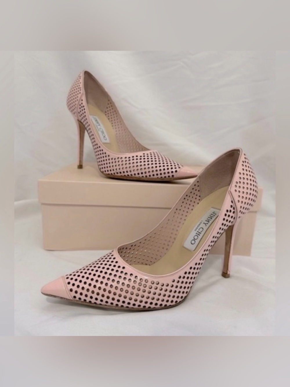 Jimmy Choo Abel Perforated Pump - Powder Pink - Size EU38